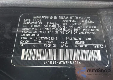 2021 Nissan Rogue Sport Sv z USA, uszkodzony, nr VIN JN1BJ1BW7MW453244